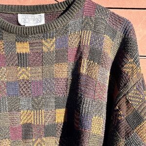 Gianfranco Ruffini Men's Multicolor Checkered Crewneck Sweater